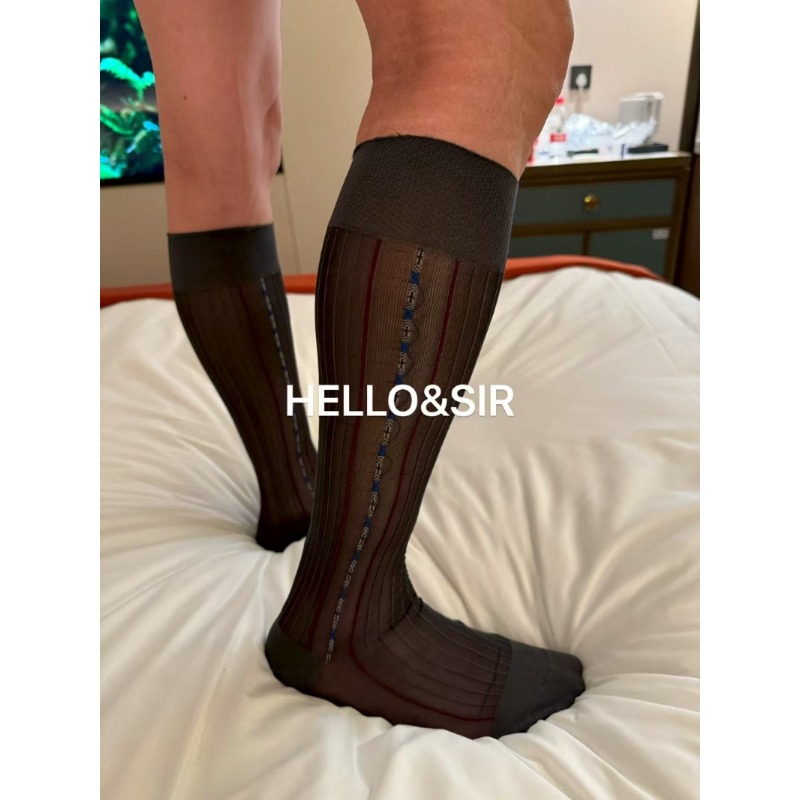 새로운 브랜드 남성용 양말 남성 니하이 비즈니스 시스루 - Sock Garter Men 리뷰 및 가격