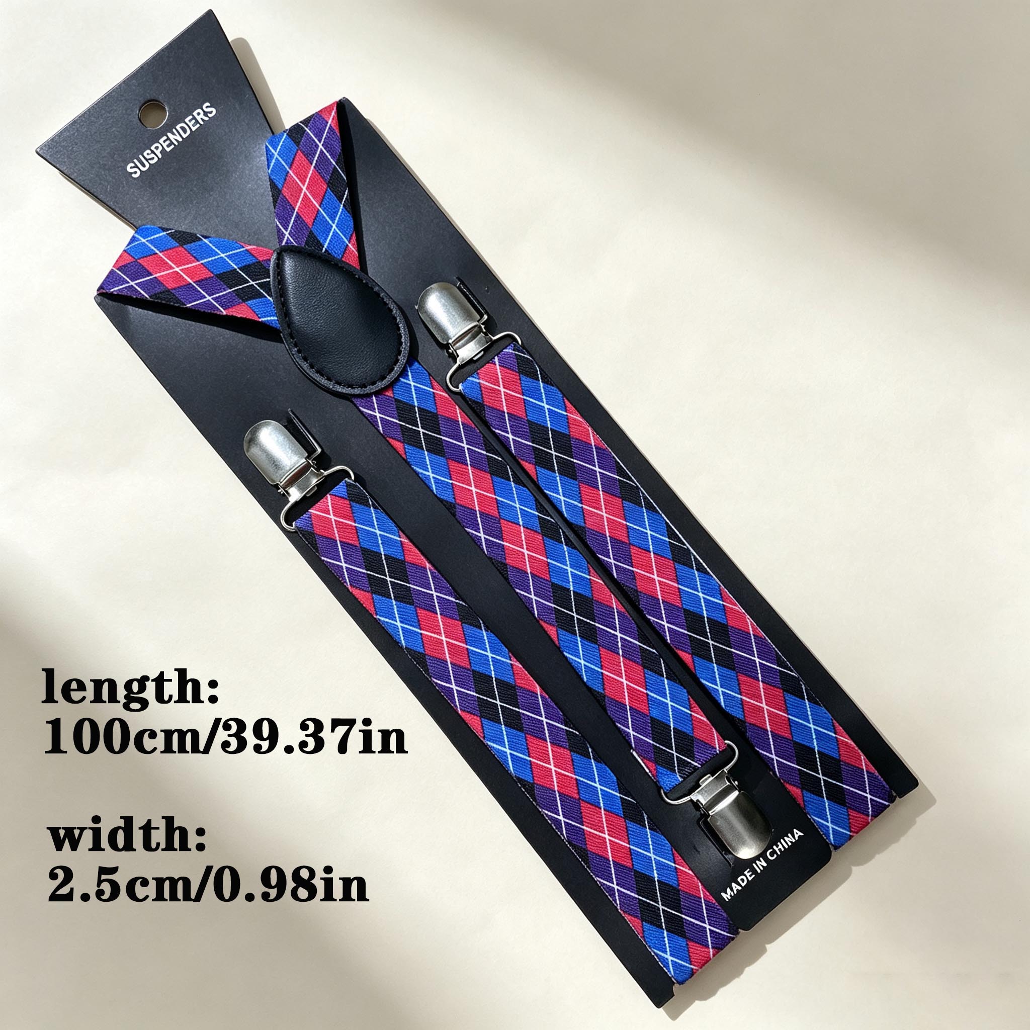 보라색 다이아몬드 패턴의 복고풍 남성용 신축성 있는 서 - Men'S Formal Wear With Suspenders 리뷰 및 가격