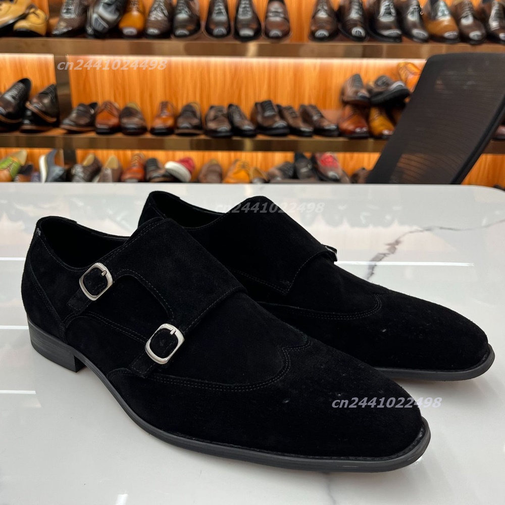 더블 메탈 버클이 달린 남성용 몽크 로퍼, 검은색 스웨 - Formal Men Daily Wear Footwear 리뷰 및 가격