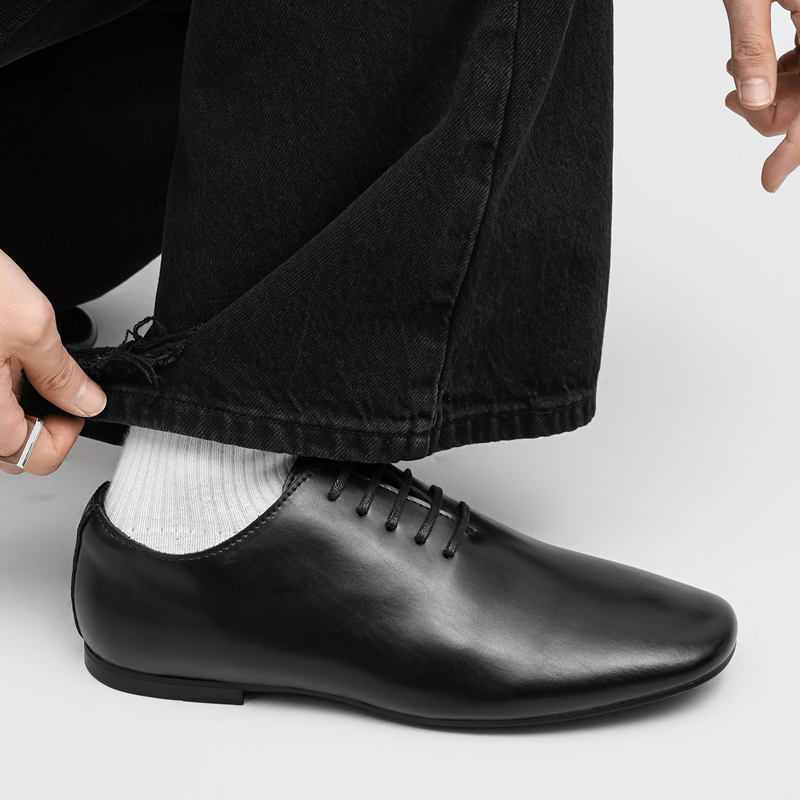남성용 레이스업 옥스퍼드 드레스 슈즈, 스퀘어 토 플랫 - Formal Men Daily Wear Footwear 리뷰 및 가격